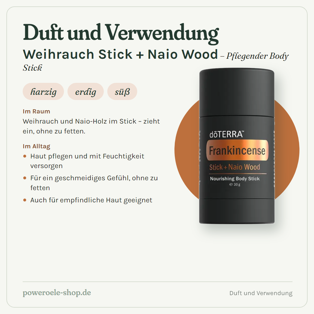 Frankincense Stick + Naio Wood - Duft und Verwendung