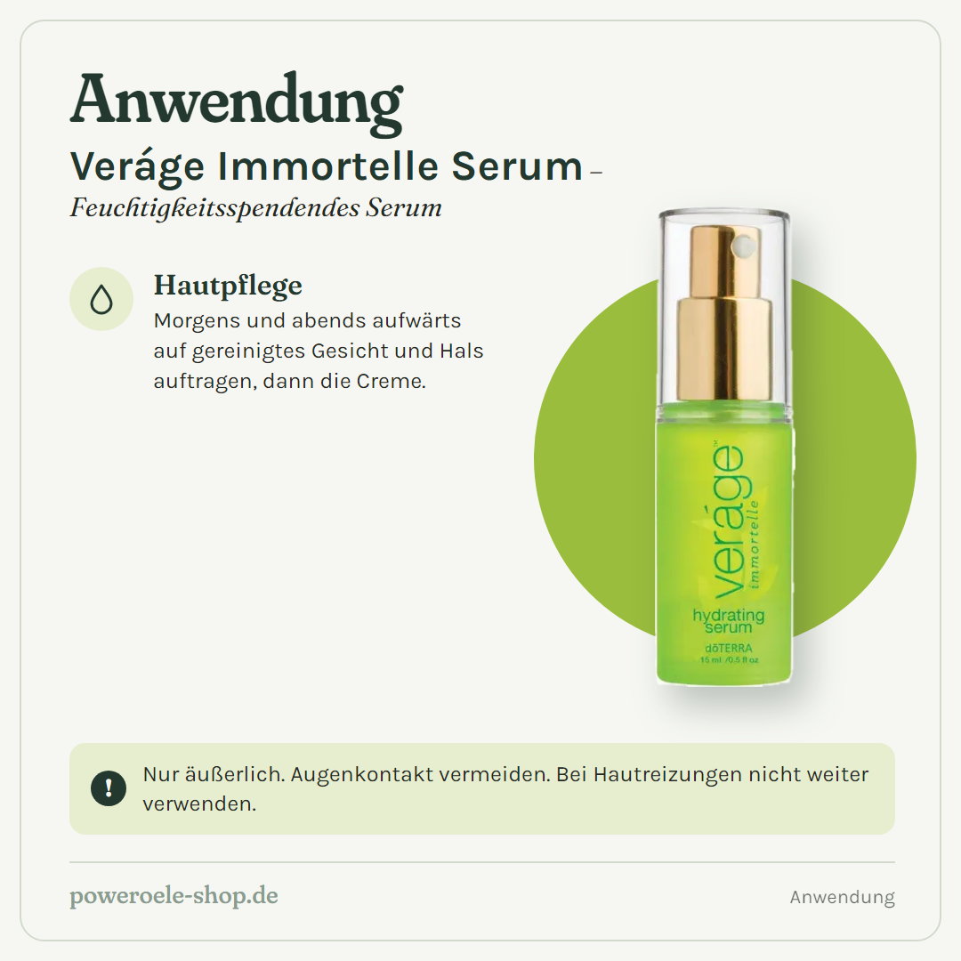 Veráge Immortelle Feuchtigkeitsspendendes Serum - Anwendung