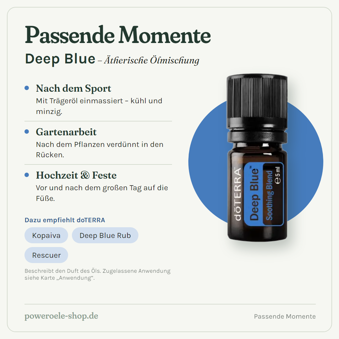 doTERRA Deep Blue - Lindernde Mischung - Passende Momente