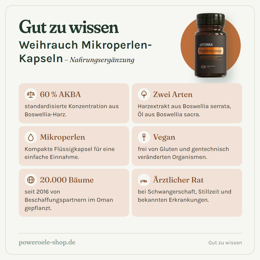 doTERRA Weihrauch Mikroperlen-Kapseln - Gut zu wissen