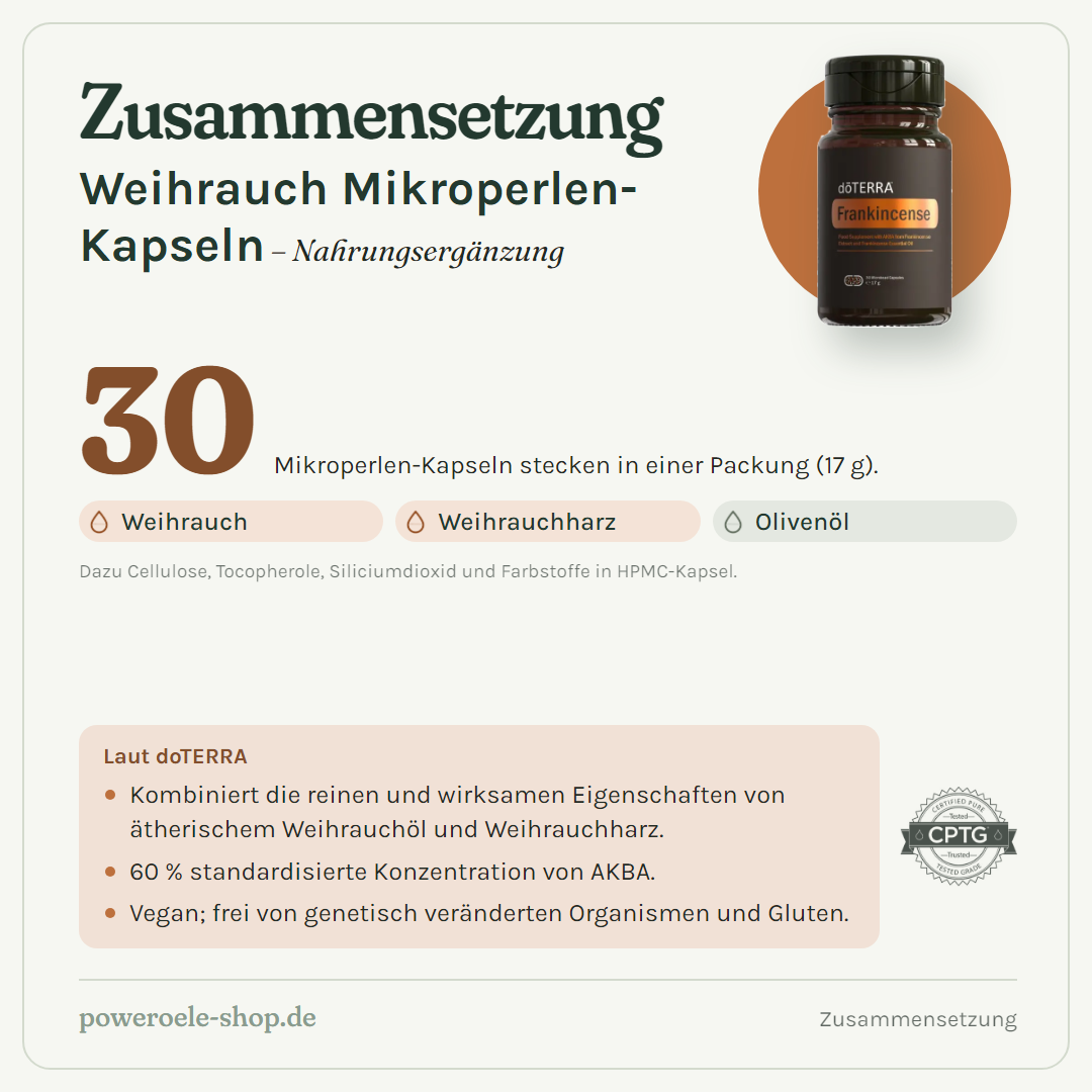 doTERRA Weihrauch Mikroperlen-Kapseln - Zusammensetzung